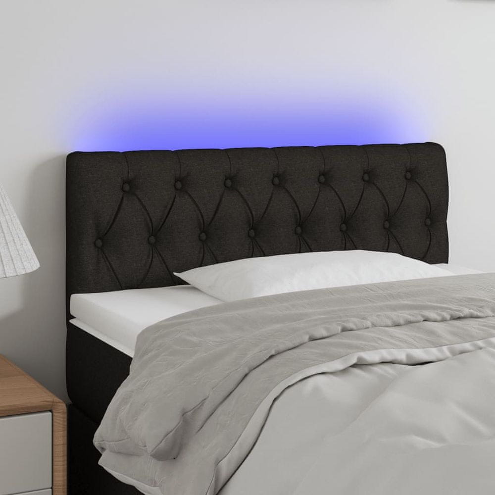 Vidaxl Čelo postele s LED čierne 90x7x78/88 cm látka